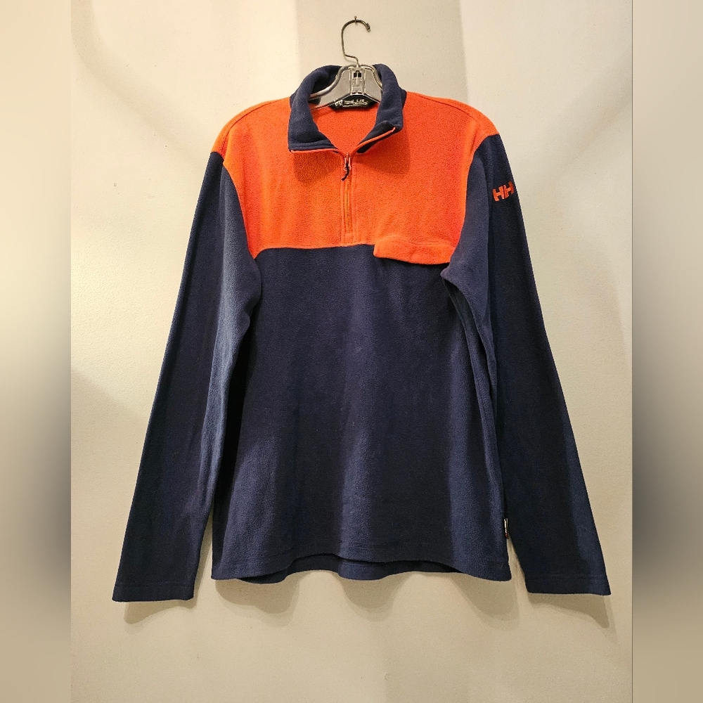 Helly Hansen Polartec Blue & Orange Half Zip Fleece Sweater | Size Large